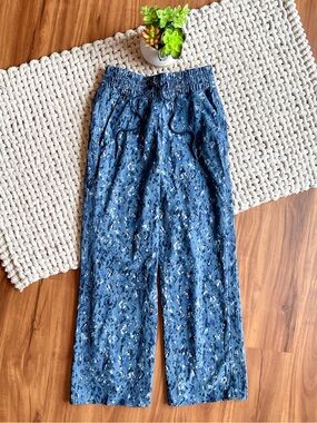 Athleta | Avenue Wide Leg Ankle Pants in Captivate Chrome Blue Camo Print | 0